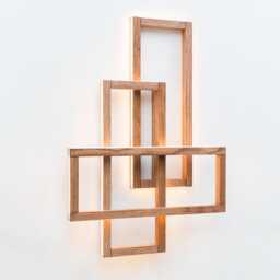 Trinity Wooden Frames Wall Lamp - Modern Led Linear Wood Sconce Japandi Minimalist Light, Lighting Wooden Art, Modern Decoration Lamp - thumbnail 4
