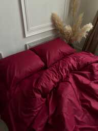 Burgundy Bedding - Set 4 Pcs Duvet Cover, Flat Or Fitted Sheet, Pillowcases Full, Twin, Double, Queen, King, Custom Size