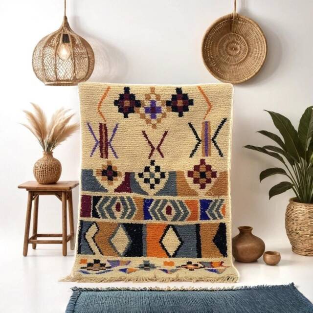 Handmade Moroccan Wool Rug Steel Multicolour Tufted Berber Rug - image 1