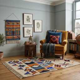 Handmade Moroccan Wool Rug Steel Multicolour Tufted Berber Rug - thumbnail 2