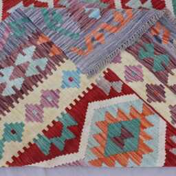 7x10 Large Area Rug, Afghan Modern Geometric Kilim Wool Handmade Boho Oriental Turkmen Living Room Bedroom Rug - thumbnail 4