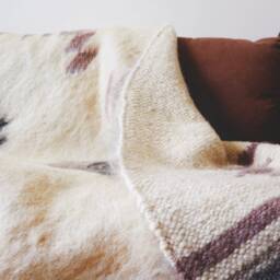 Hand Woven Wool Blanket Aztec Tribal Throw, Shaggy Texture - thumbnail 3