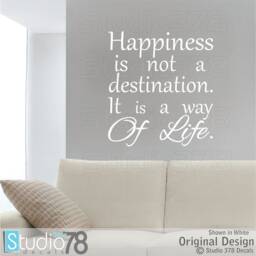 Happiness Is A Way Of Life Vinyl Wall Decal - Inspirational Quote - thumbnail 1