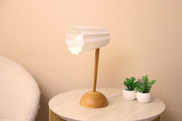 Floe Lamp Japandi Style Timber Desk Lamp, 3D Printed Shade - image 1