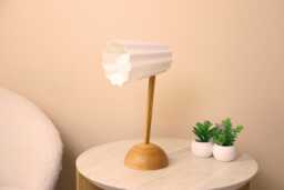Floe Lamp Japandi Style Timber Desk Lamp, 3D Printed Shade - thumbnail 1