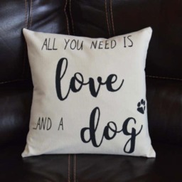 All You Need Is Love & A Dog Hand-Painted Pillow, Lover Gift - thumbnail 2