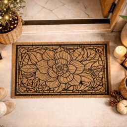Contemporary Flower Welcome Mat - Abstract Botanical Doormat Modern Entryway - thumbnail 4