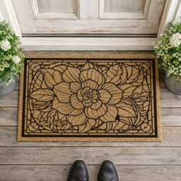 Contemporary Flower Welcome Mat - Abstract Botanical Doormat Modern Entryway - thumbnail 3