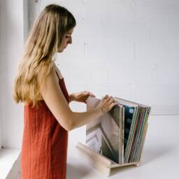 Detachable Wooden Vinyl & Book Stand - Modern Display For Lps, Books, More Eco-Friendly, Handcrafted Design - thumbnail 1