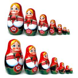 Handmade Wooden Nesting Dolls Gold Accent Puzzle Toy - 7-Piece - thumbnail 2