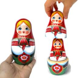 Handmade Wooden Nesting Dolls Gold Accent Puzzle Toy - 7-Piece - thumbnail 4