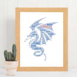Personalized Dragon Word Art Print, Custom Dragon Keepsake Cloud Gift, Birthday, Christmas Gift, Father/Mother Day's Framed Gifts - thumbnail 3
