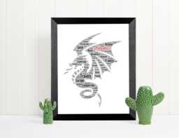 Personalized Dragon Word Art Print, Custom Dragon Keepsake Cloud Gift, Birthday, Christmas Gift, Father/Mother Day's Framed Gifts - thumbnail 1