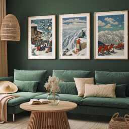 Japanese Ski Poster Set Of 3 - Vintage Skiing Wall Art, Travel Scenic Japan Slopes Prints, Winter Sports Gift Idea - thumbnail 3