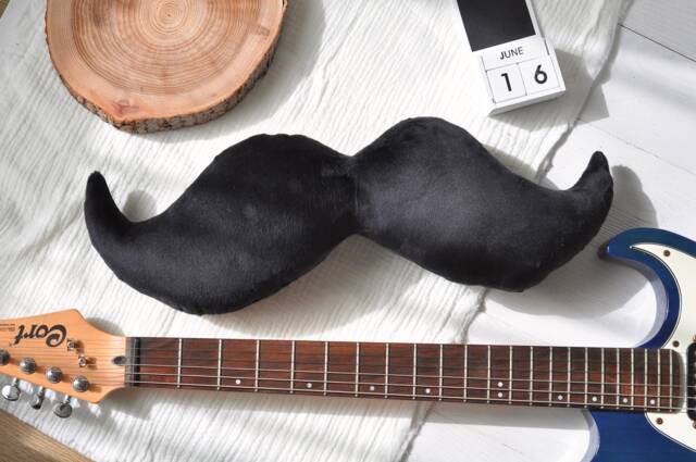 Plush Mustache Pillows - Handmade Pillow Photo Gift For Men Funny Decor - image 1