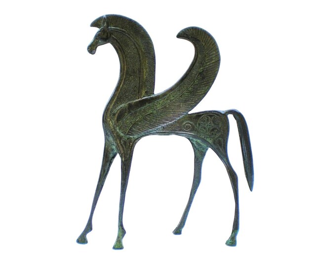 Bronze Horse Statue , Pegasus , Animal Sculpture, Metal Ancient Greek Art Greece Collectible, Mythology - image 1