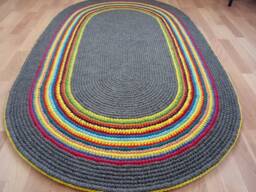Handmade Wool Oval Rug Colorful Rainbow Edge, Modern Rug - thumbnail 1