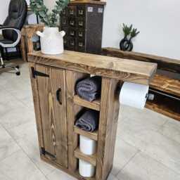 Handmade Bathroom Cupboard Storage - Rustic Industrial Small Cabinet UK Toilet Roll Holder - thumbnail 4