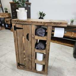 Handmade Bathroom Cupboard Storage - Rustic Industrial Small Cabinet UK Toilet Roll Holder - thumbnail 3
