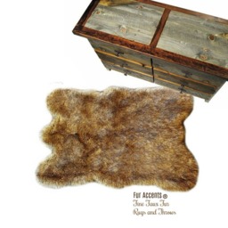 Handmade Golden Brown Faux Fur Rug - Coyote Pelt Style - thumbnail 1