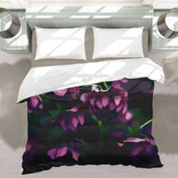 Dark Purple Floral Comforter Moody Nature Pattern Bedding, Cozy Home D??cor Gift, King Queen Twin Size #035 - thumbnail 3