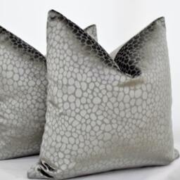 Grey Velvet Pillow Cover, Animal Pattern Cover, Pebble Cover - thumbnail 2