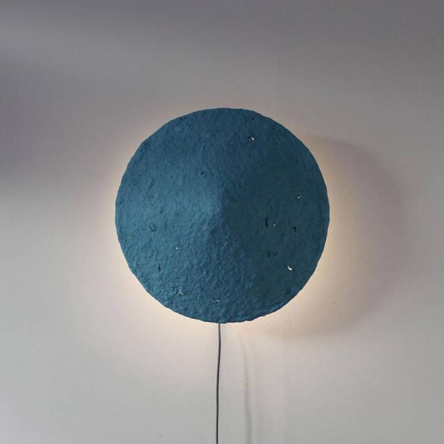 Rustic Sconce Lamp Made From Paper Mache - Mizuko Blue - image 1
