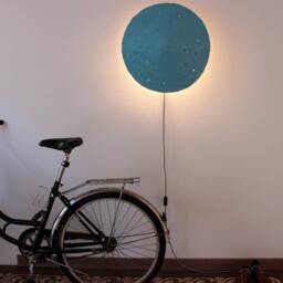 Rustic Sconce Lamp Made From Paper Mache - Mizuko Blue - thumbnail 3