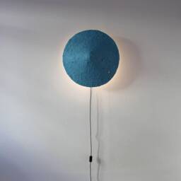 Rustic Sconce Lamp Made From Paper Mache - Mizuko Blue - thumbnail 2