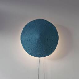 Rustic Sconce Lamp Made From Paper Mache - Mizuko Blue - thumbnail 1