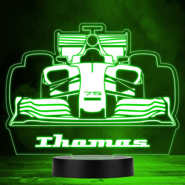 Racing Car Motorsport Fan Personalised Gift Multicolour Night Light - Bedroom Lamp - image 1