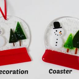 Fused Glass Snow-Globe Christmas Decoration, Art, Tree Bauble, Gift For Her, Twig Ornament, Secret Santa, Stocking Filler - thumbnail 4