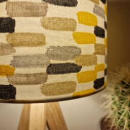 Handmade Lampshade Grey Mustard Yellow Pebble Fabric Drum, Modern Abstract Geometric Light Shade For Table/Floor Lamp Or Ceiling Pendant - thumbnail 4