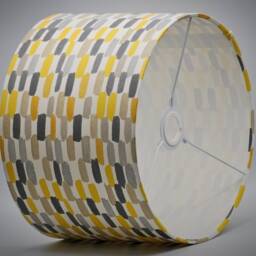 Handmade Lampshade Grey Mustard Yellow Pebble Fabric Drum, Modern Abstract Geometric Light Shade For Table/Floor Lamp Or Ceiling Pendant - thumbnail 3