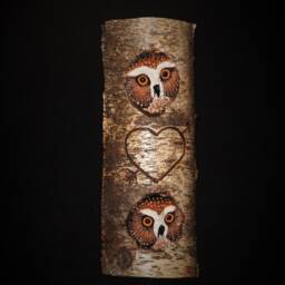 Personalized -Monogrammed Initials-Date Wedding- Anniversary Monogrammed Wood Carving - Owl Hand Carved Sculpture Wall Art - thumbnail 3