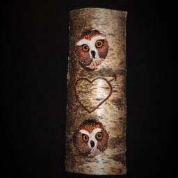Personalized -Monogrammed Initials-Date Wedding- Anniversary Monogrammed Wood Carving - Owl Hand Carved Sculpture Wall Art - thumbnail 2