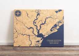 Charleston, South Carolina Map - Engraved Wood Coastal Chart Wall Art Sign, Beach Home Decor Nautical Print, Unique Personalized Family Gift - thumbnail 1
