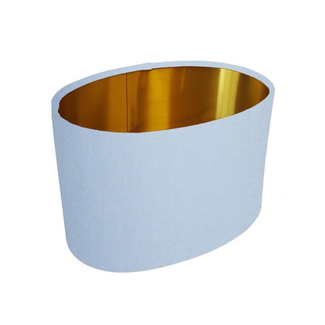 Light Blue Oval Drum Lampshade, Cotton With A Gold Lining - image 1