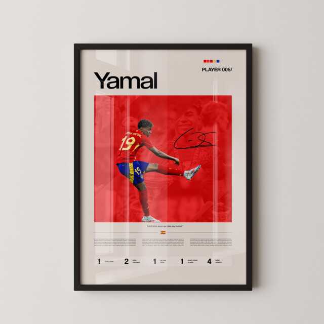 Lamine Yamal Spain Poster, Football Wall Art, Soccer Print, Stats Euro 2024 Gift, Sports Decor - image 1