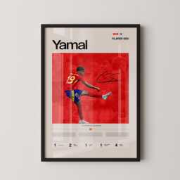 Lamine Yamal Spain Poster, Football Wall Art, Soccer Print, Stats Euro 2024 Gift, Sports Decor