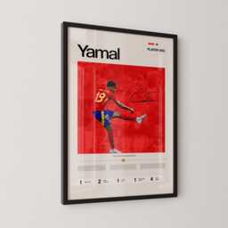 Lamine Yamal Spain Poster, Football Wall Art, Soccer Print, Stats Euro 2024 Gift, Sports Decor - thumbnail 2