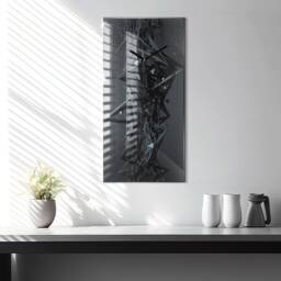 Black Abstraction Modern Wall Clock, Tempered Glass Abstraction Personalized Clock - thumbnail 2