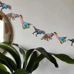 Dinosaur Garland Bunting, Nursery Wall Decor, Kids Room & Birthday Party Banner Gift - thumbnail 2