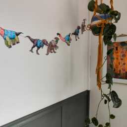 Dinosaur Garland Bunting, Nursery Wall Decor, Kids Room & Birthday Party Banner Gift - thumbnail 3
