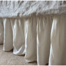 Cream Linen Bedskirt, Bed Ruffles, Cream Dust Skirts, Shabby Chic Bedding, Romantic Country, Cottage Bedding - thumbnail 3