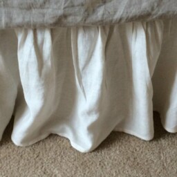 Cream Linen Bedskirt, Bed Ruffles, Cream Dust Skirts, Shabby Chic Bedding, Romantic Country, Cottage Bedding - thumbnail 2