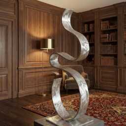 Silver Metal Sculpture Handcrafted Stainless Steel Luxury Modern Art Gallery Piece - thumbnail 1