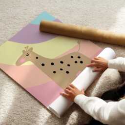 Girls Pastel Rainbow Striped Giraffe Print For Bedroom, Nursery Or Playroom - thumbnail 3