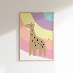 Girls Pastel Rainbow Striped Giraffe Print For Bedroom, Nursery Or Playroom - thumbnail 2