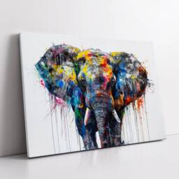 Elephant Animal Abstract Oil Painting Colourful Paint Splatter Style Wall Art Framed Canvas Poster Print Home Living Room Decor Gifts - thumbnail 2